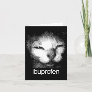 Cartão Gato engraçado do Ibuprofeno Meme Retro rosto de g