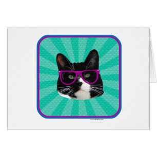 Cartão Gato engraçado do smoking dos vidros