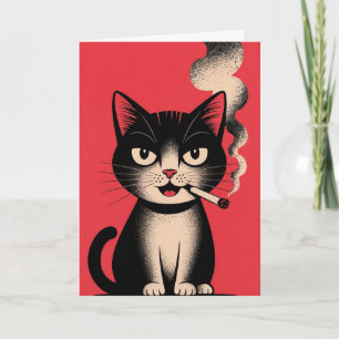 Cartão Gato Engraçado Fumando Cigarro Saudação Sarcástica