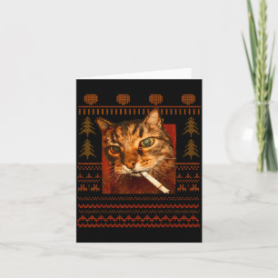 Cartão Gato Engraçado Fumando Meme Natal Feio Para Homens