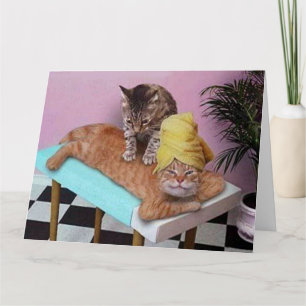 Cartão Gato Engraçado Massagem Aniversário Grande