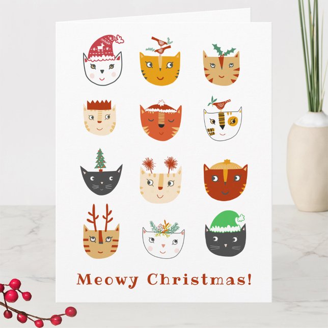 Cartão Gato Engraçado Natal Meowy Feriado (Criador carregado)