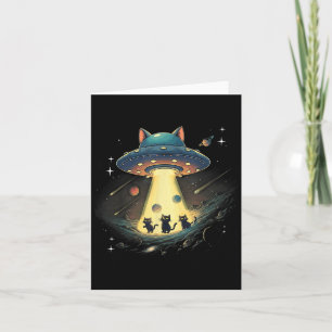 Cartão Gato Engraçado Ovni Gatinho Fofo Espaço Espaçonave