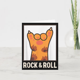 Cartão Gato Engraçado Pata Rock And Roll Amante Da Música