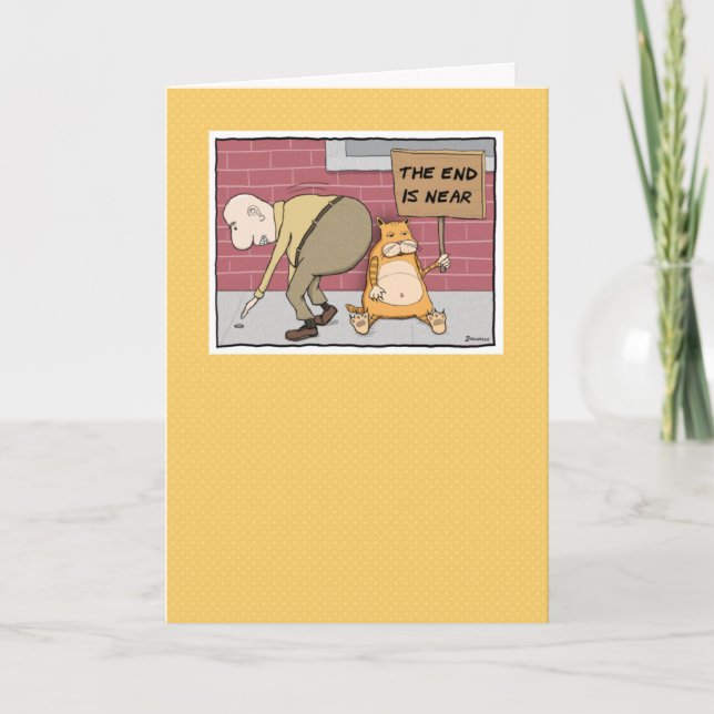 Cartão Gato engraçado perto de um grande aniversário de B (Frente)