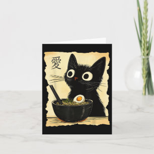 Cartão Gato Engraçado Ramen Graphic Tee Japonês Anime Kaw