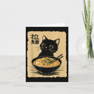 Cartão Gato Engraçado Ramen Tee Cute Kawaii Japonês Anime