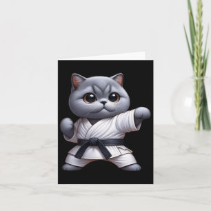 Cartão Gato Engraçado Shorthair Britânico Vestindo Karate