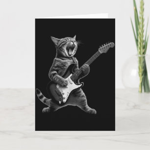 Cartão Gato Engraçado Tocando Guitarra Rock And Roll Home