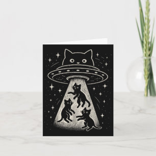 Cartão Gato Engraçado Ufo Kitty Fofo Espaço Espaçonave Al