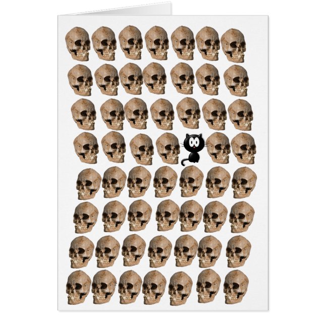 Cartão Gato entre os crânios (Frente)