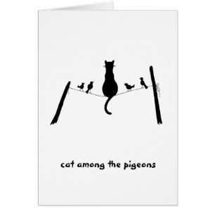 Cartão Gato entre os pombos