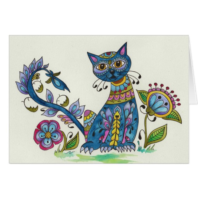 Cartão Gato extravagante (Frente Horizontal)