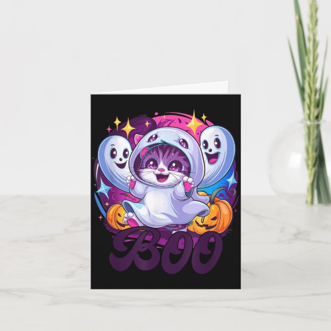 Cartão Gato fantasma Boo  (Frente)