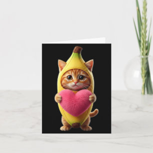 Cartão Gato Fofo Banana Coração Hilário Sarcástico Brainr
