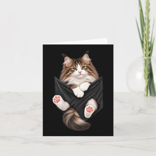 Cartão Gato fofo da floresta norueguesa bolso gato engraç