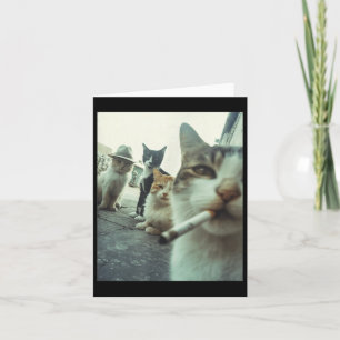 Cartão Gato Fumando Gatos Gângster Engraçados Pet Meme Di