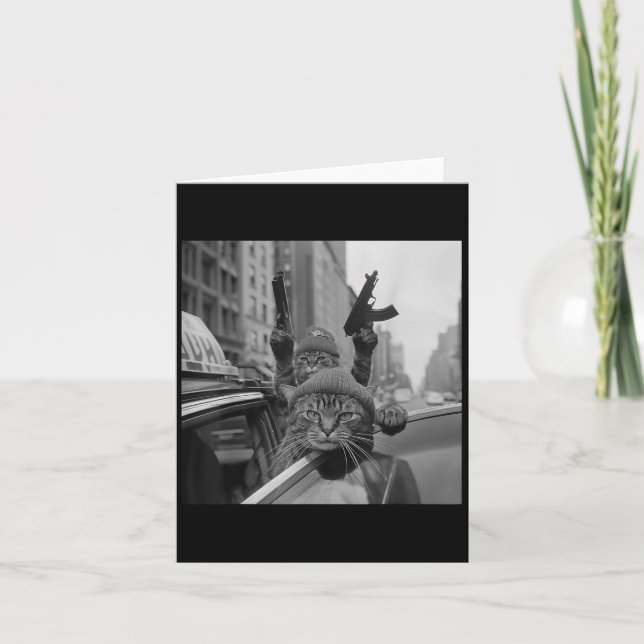 Cartão Gato Gângster Engraçado Ladrão Meme Rua Amante Gat (Frente)