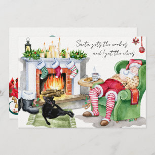 Cartão Gato ganha Papais noeis Engraçados Saudações de Na