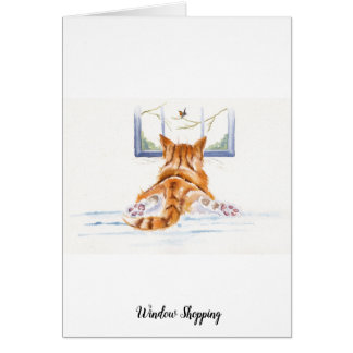 Cartão Gato/gatinho do gengibre: Compra da janela