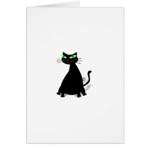 Cartão Gato Gordo Preto Com Olhos Verdes