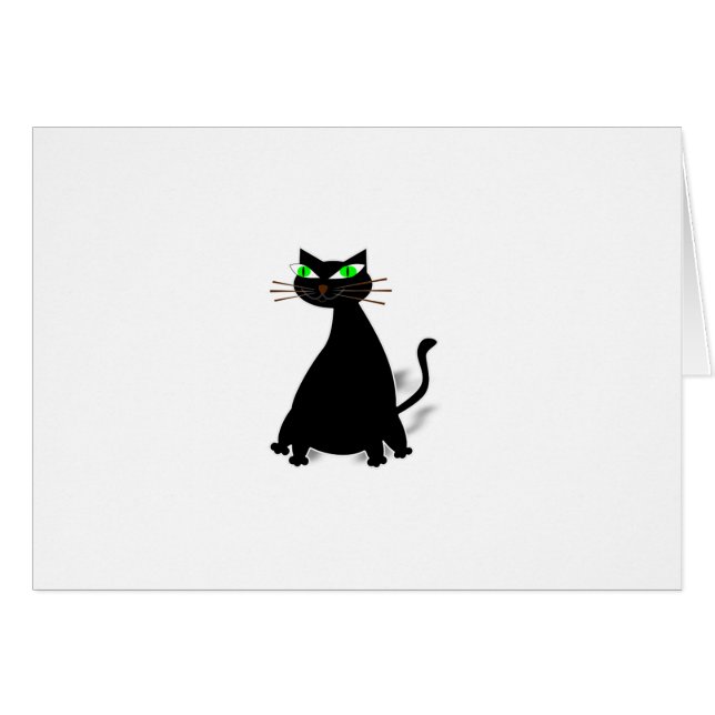 Cartão Gato Gordo Preto Com Olhos Verdes (Frente Horizontal)