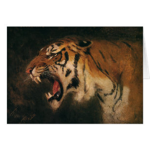 Cartão Gato grande que ruje, animal selvagem de tigre de