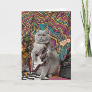 Cartão Gato inglês fofo de cabelo curto Rocker