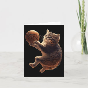 Cartão Gato Jogando Bysketbyll Divertido Gatos Mamãe Meia