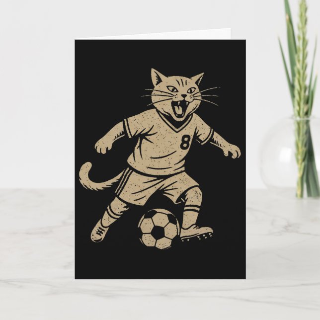 Cartão Gato Jogando Futebol  (Frente)
