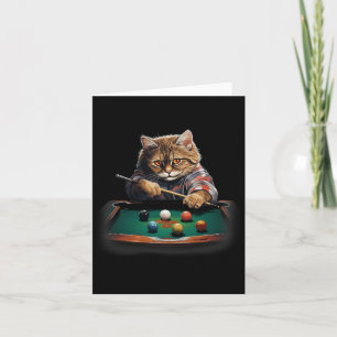 Cartão Gato Jogando Piscina Bilhar Legal Gatos Engraçados