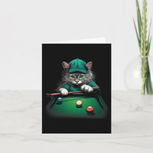 Cartão Gato Jogando Piscina Bilhar Legal Gatos Engraçados