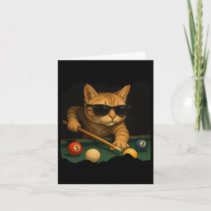Cartão Gato Jogando Piscina Bilhar No Salão Legal Engraça