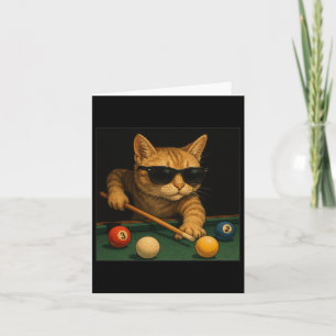 Cartão Gato Jogando Piscina Bilhar No Salão Legal Engraça
