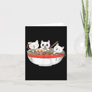 Cartão Gato Kawaii Cata Ramen Noodles Anime Gato Japonês