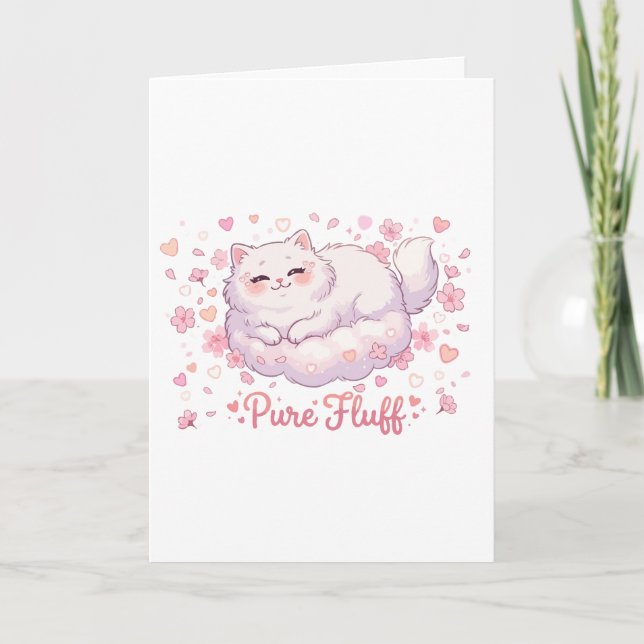 Cartão Gato Kawaii Fofo Puro Algodão (Frente)