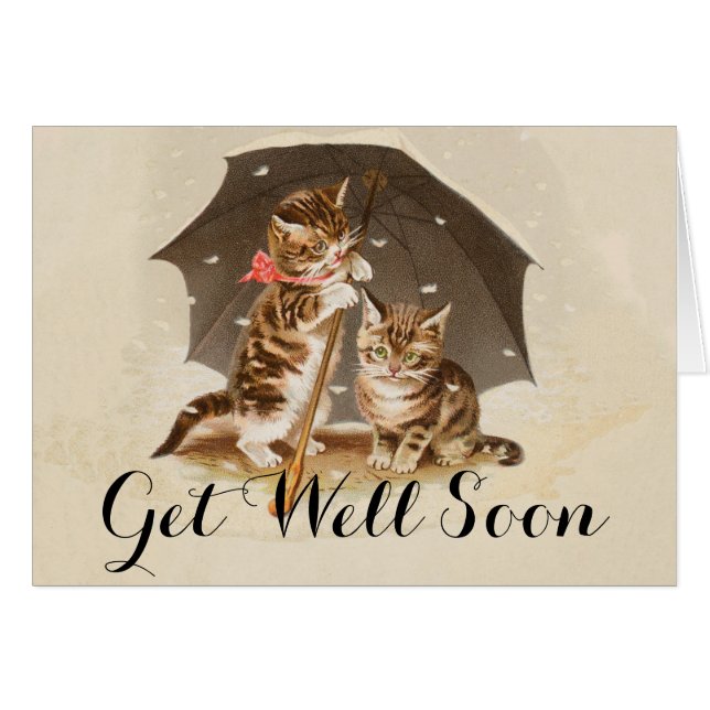 Cartão Gato Kitten gatinho antigo vintage bonito (Frente Horizontal)