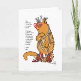 Cartão Gato Laranja Divertido Rainha da Glamour