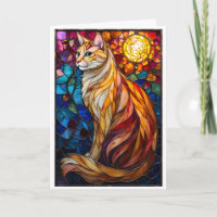 Gato Laranja e Branco Fofo Estilo Vidro Colorido