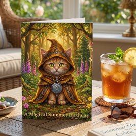 Cartão Gato Laranja Tabby Cottagecore Aniversário de Verã