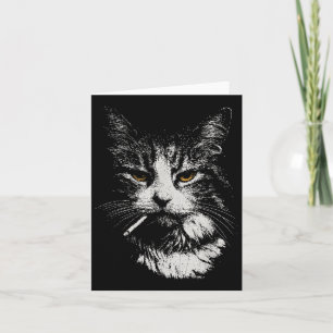 Cartão Gato Legal Divertido Fumando Gato de Cigarro Meme
