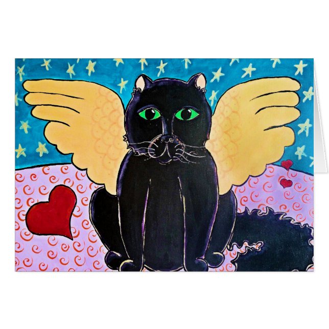 Cartão Gato macio do anjo (Frente Horizontal)