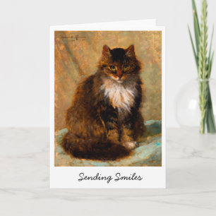 Cartão Gato Maine Coon Vintage Enviando Sorrisos         