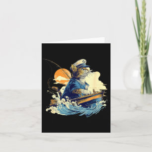 Cartão Gato Marinheiro Capitão Barco Pescaria
