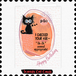 Cartão Gato Medroso "Uh-Oh" Aniversário