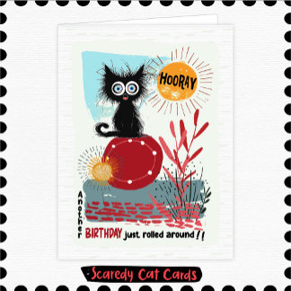 Cartão Gato Medroso "Viva" Aniversário