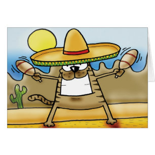 Cartão Gato mexicano do Sombrero