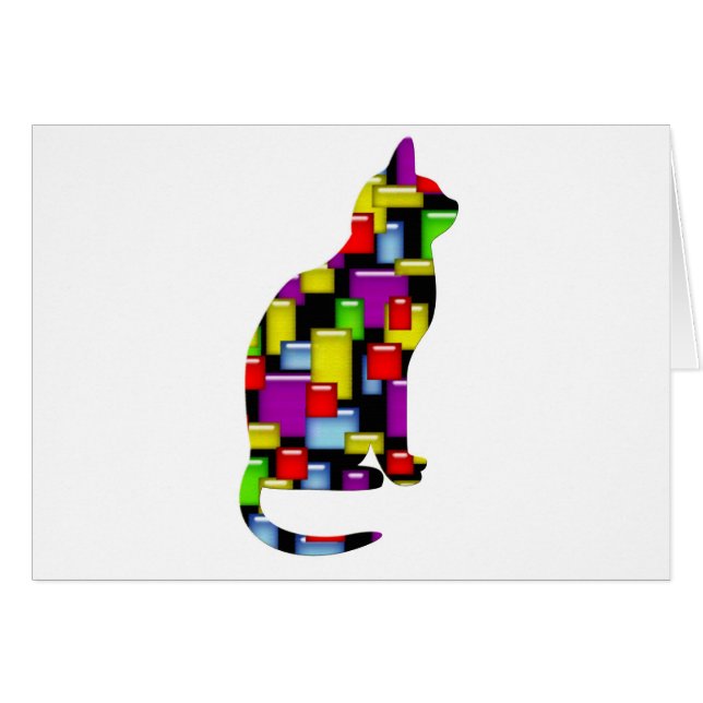 Cartão gato mosaico (Frente Horizontal)