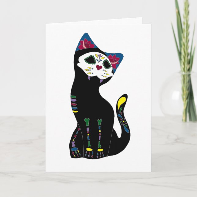 Cartão 'Gato Muerto' Dia De Los Muertos Cat (Frente)
