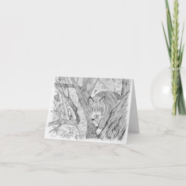 Cartão Gato na Árvore (Frente)